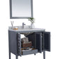 Laviva 313MKSH-36G-WC Laviva Mediterraneo 36" Gray Bathroom Vanity with White Carrara Marble Countertop 313MKSH-36G-WC