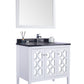 Laviva 313MKSH-36W-BW Laviva Mediterraneo 36" White Bathroom Vanity with Black Wood Marble Countertop 313MKSH-36W-BW