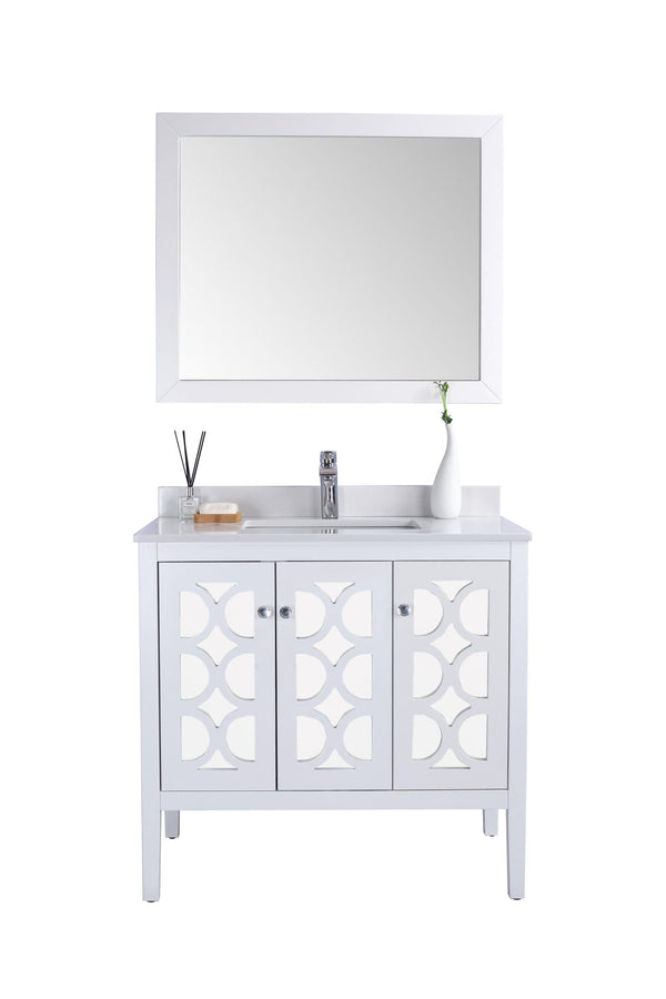 Laviva 313MKSH-36W-WQ Laviva Mediterraneo 36 White Bathroom Vanity with White Quartz Countertop 313MKSH-36W-WQ