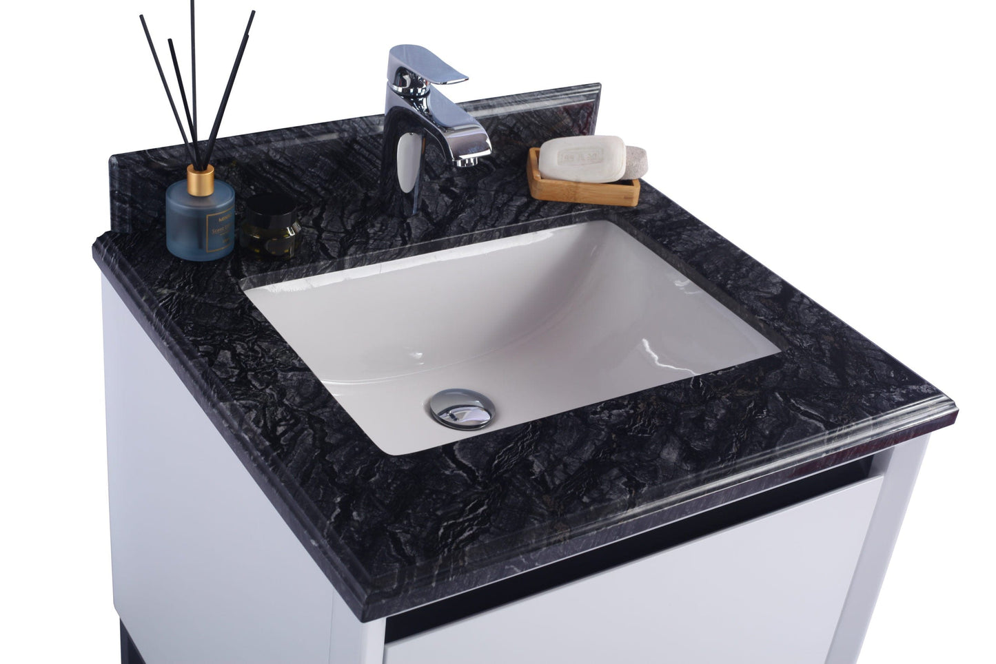 Laviva 313SMR-24W-BW Laviva Alto 24" White Bathroom Vanity with Black Wood Marble Countertop 313SMR-24W-BW