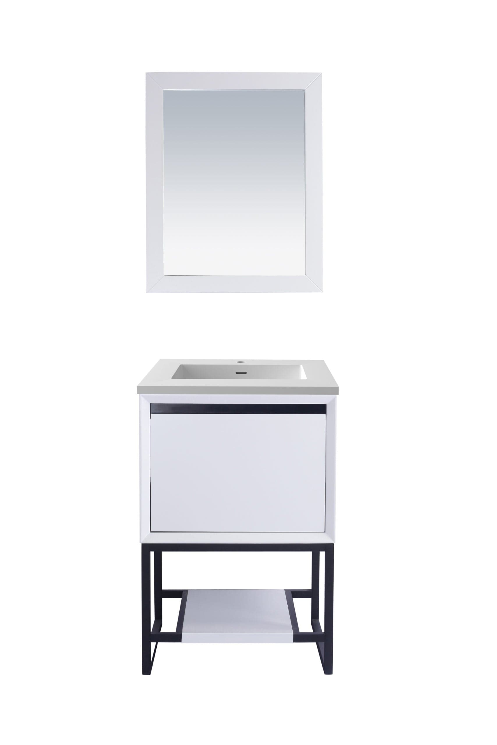 Laviva 313SMR-24W-MW Laviva Alto 24" White Bathroom Vanity with Matte White VIVA Stone Solid Surface Countertop 313SMR-24W-MW