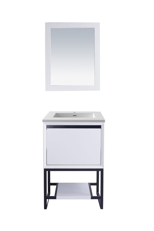 Laviva 313SMR-24W-MW Laviva Alto 24" White Bathroom Vanity with Matte White VIVA Stone Solid Surface Countertop 313SMR-24W-MW