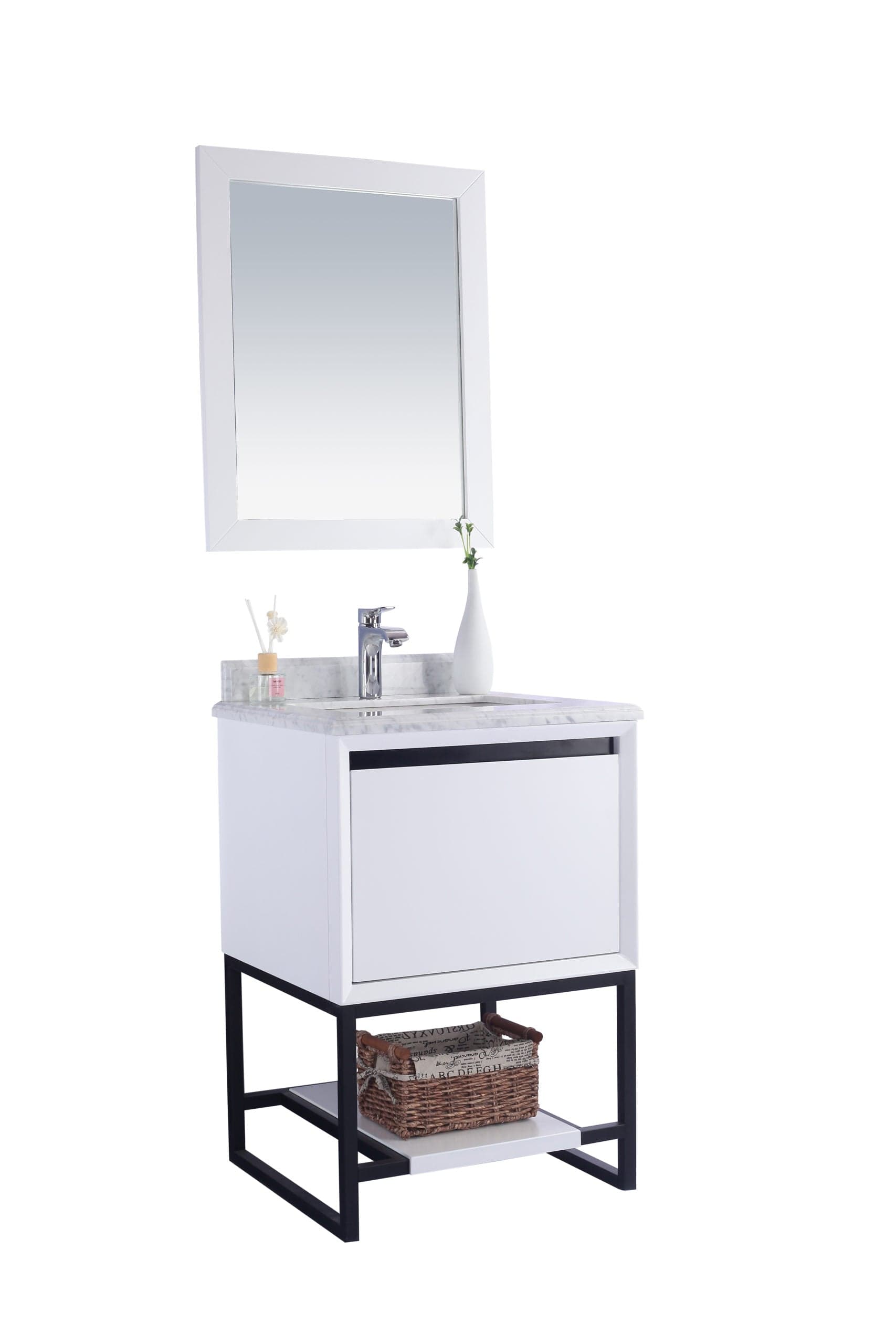 Laviva 313SMR-24W-WC Laviva Alto 24" White Bathroom Vanity with White Carrara Marble Countertop 313SMR-24W-WC