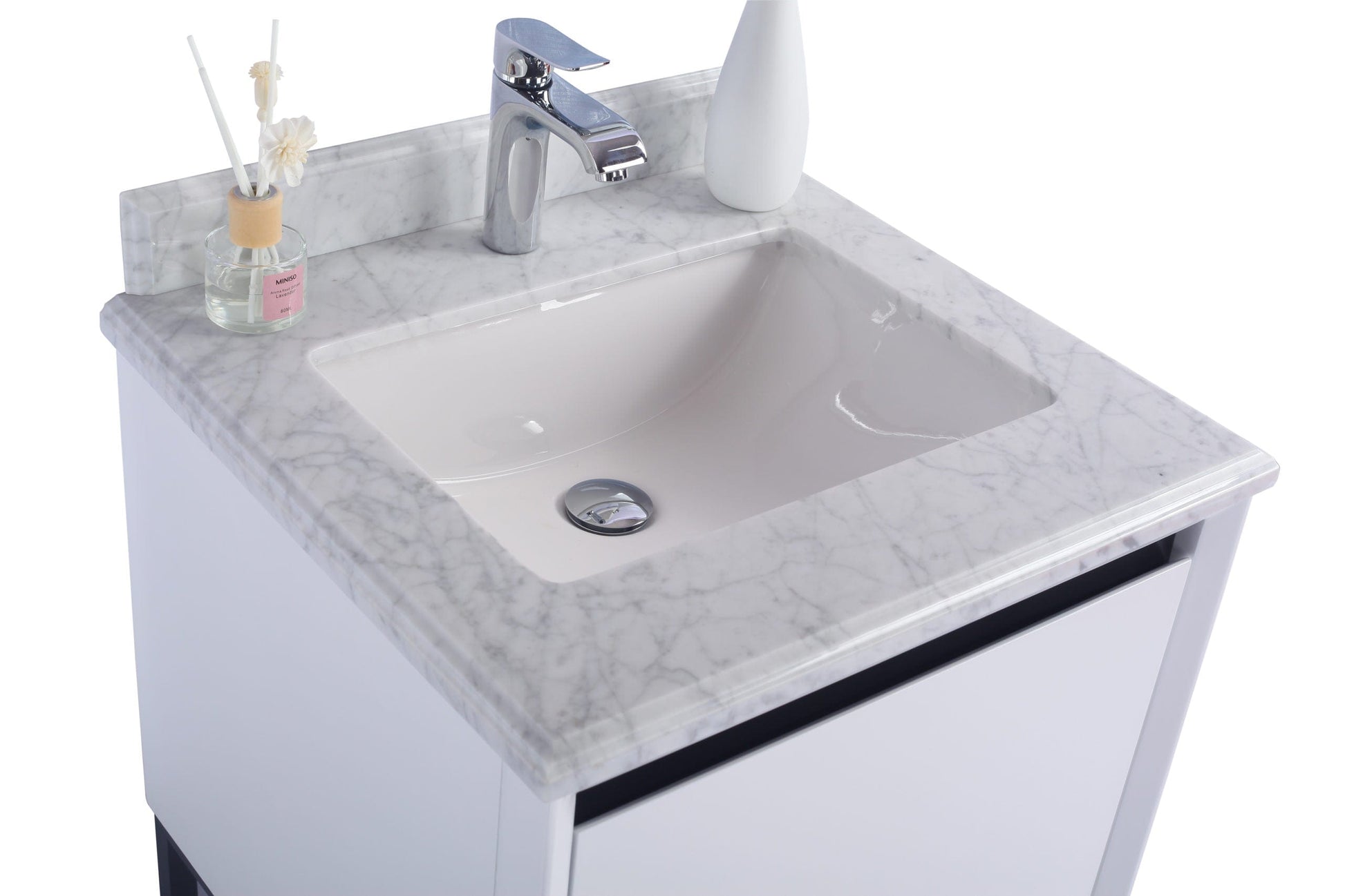 Laviva 313SMR-24W-WC Laviva Alto 24" White Bathroom Vanity with White Carrara Marble Countertop 313SMR-24W-WC