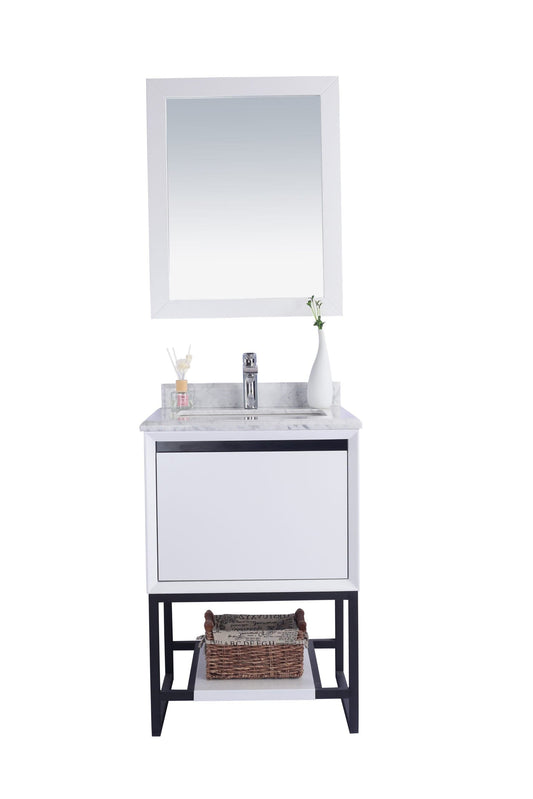 Laviva 313SMR-24W-WC Laviva Alto 24" White Bathroom Vanity with White Carrara Marble Countertop 313SMR-24W-WC