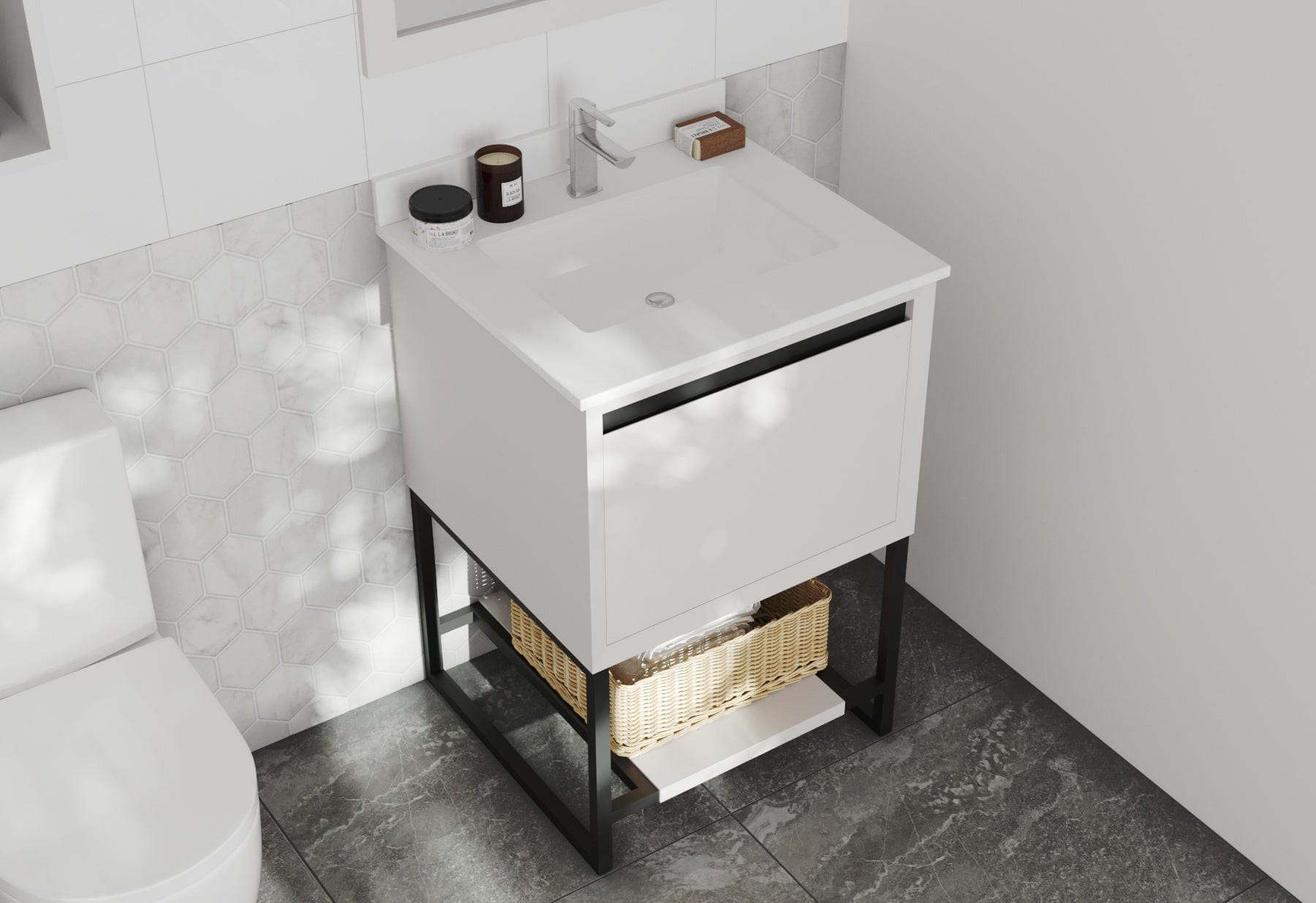 Laviva 313SMR-24W-WQ Laviva Alto 24" White Bathroom Vanity with White Quartz Countertop 313SMR-24W-WQ