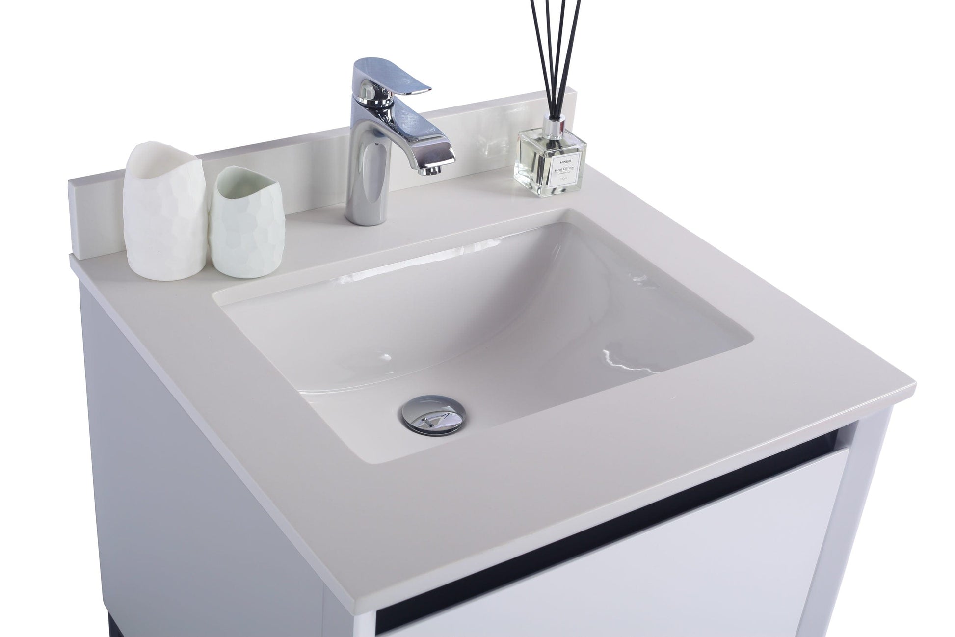 Laviva 313SMR-24W-WQ Laviva Alto 24" White Bathroom Vanity with White Quartz Countertop 313SMR-24W-WQ