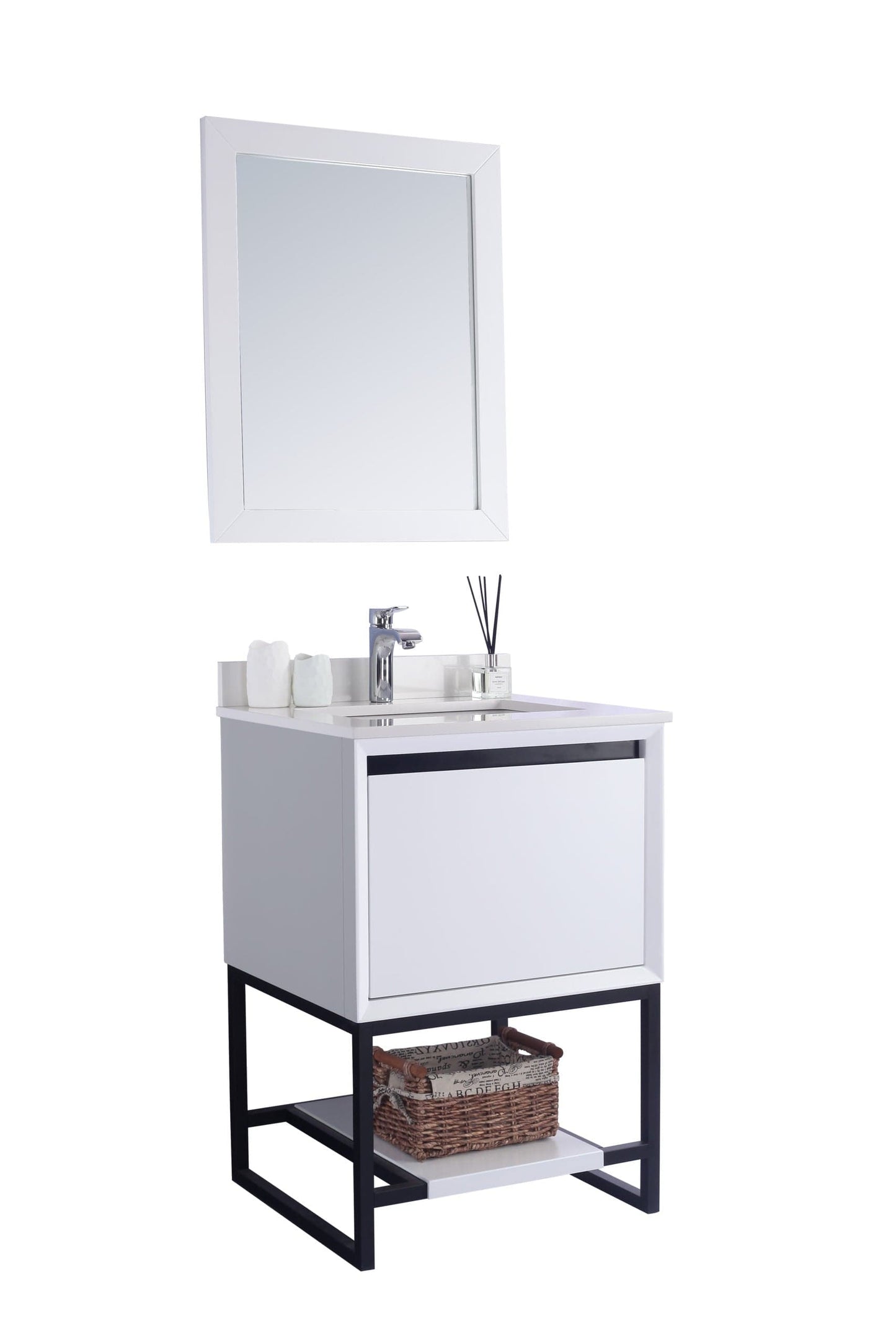 Laviva 313SMR-24W-WQ Laviva Alto 24" White Bathroom Vanity with White Quartz Countertop 313SMR-24W-WQ