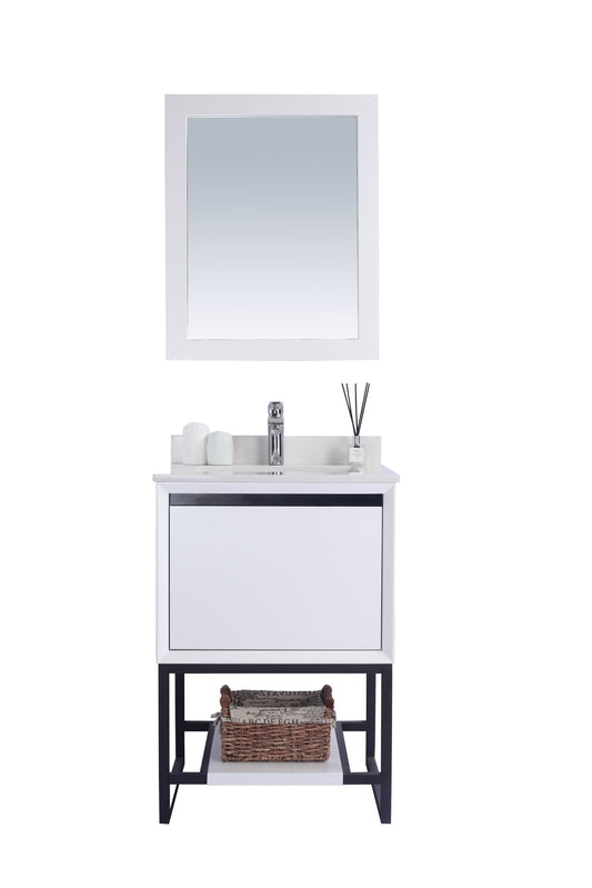 Laviva 313SMR-24W-WQ Laviva Alto 24" White Bathroom Vanity with White Quartz Countertop 313SMR-24W-WQ