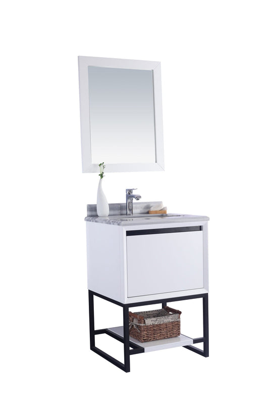 Laviva 313SMR-24W-WS Laviva Alto 24" White Bathroom Vanity with White Stripes Marble Countertop 313SMR-24W-WS