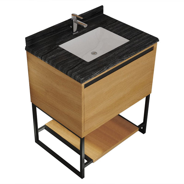 Laviva 313SMR-30CO-BW Laviva Alto 30 California White Oak Bathroom Vanity with Black Wood Marble Countertop 313SMR-30CO-BW