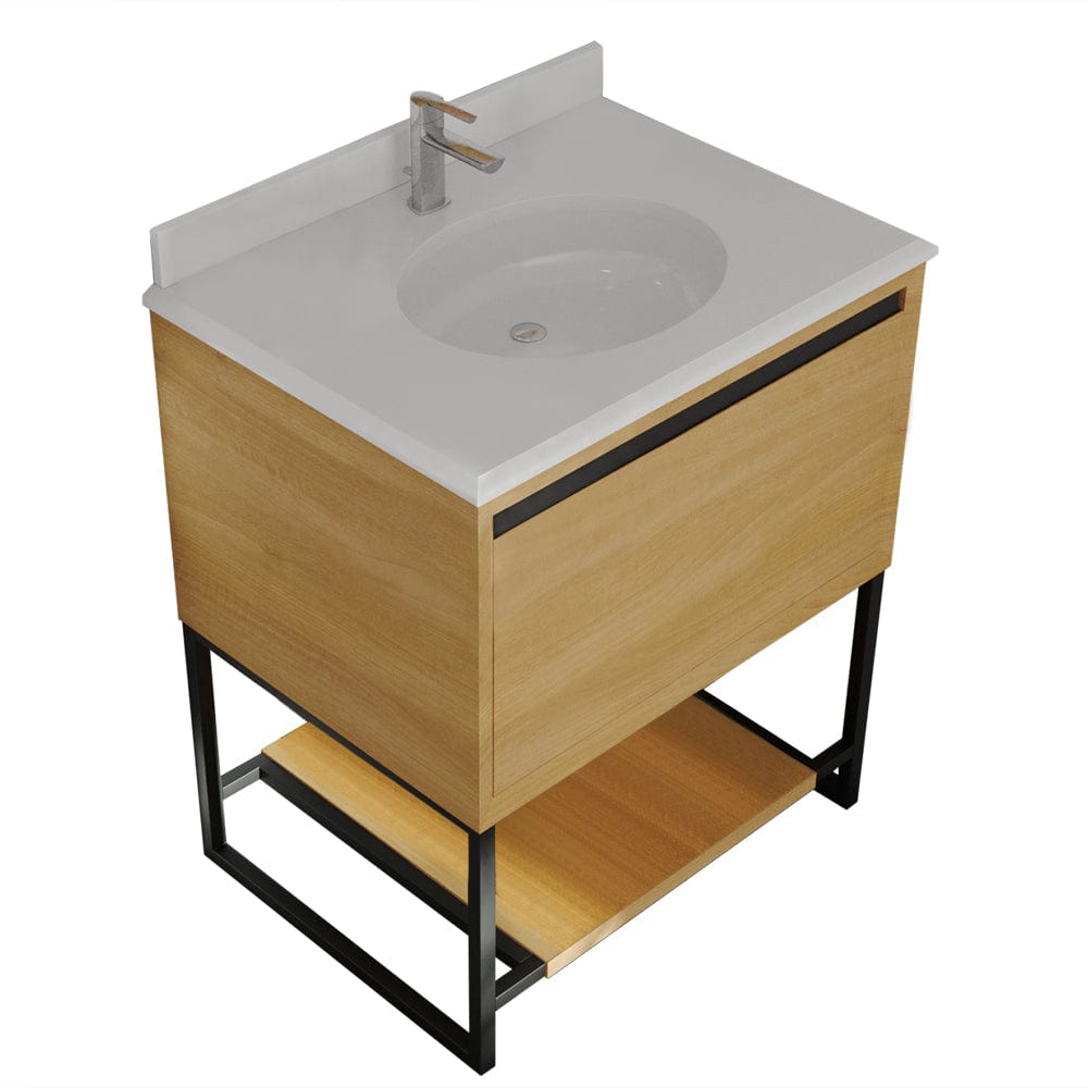 Laviva 313SMR-30CO-PW Laviva Alto 30" California White Oak Bathroom Vanity with Pure White Phoenix Stone Countertop 313SMR-30CO-PW