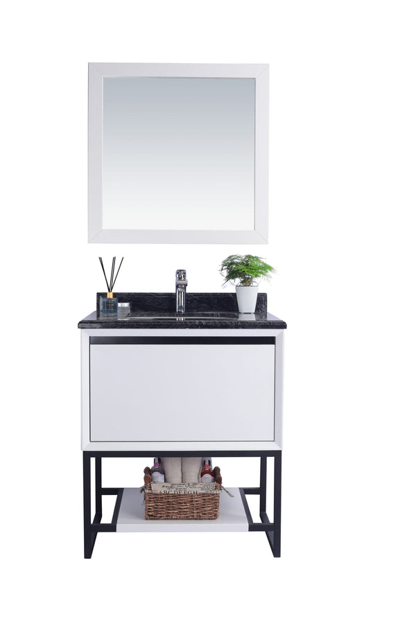Laviva 313SMR-30W-BW Laviva Alto 30 White Bathroom Vanity with Black Wood Marble Countertop 313SMR-30W-BW