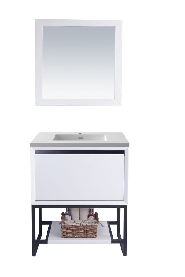 Laviva 313SMR-30W-MW Laviva Alto 30 White Bathroom Vanity with Matte White VIVA Stone Solid Surface Countertop 313SMR-30W-MW