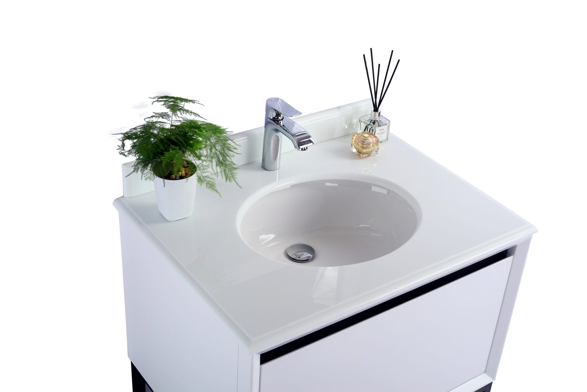 Laviva 313SMR-30W-PW Laviva Alto 30" White Bathroom Vanity with Pure White Phoenix Stone Countertop 313SMR-30W-PW