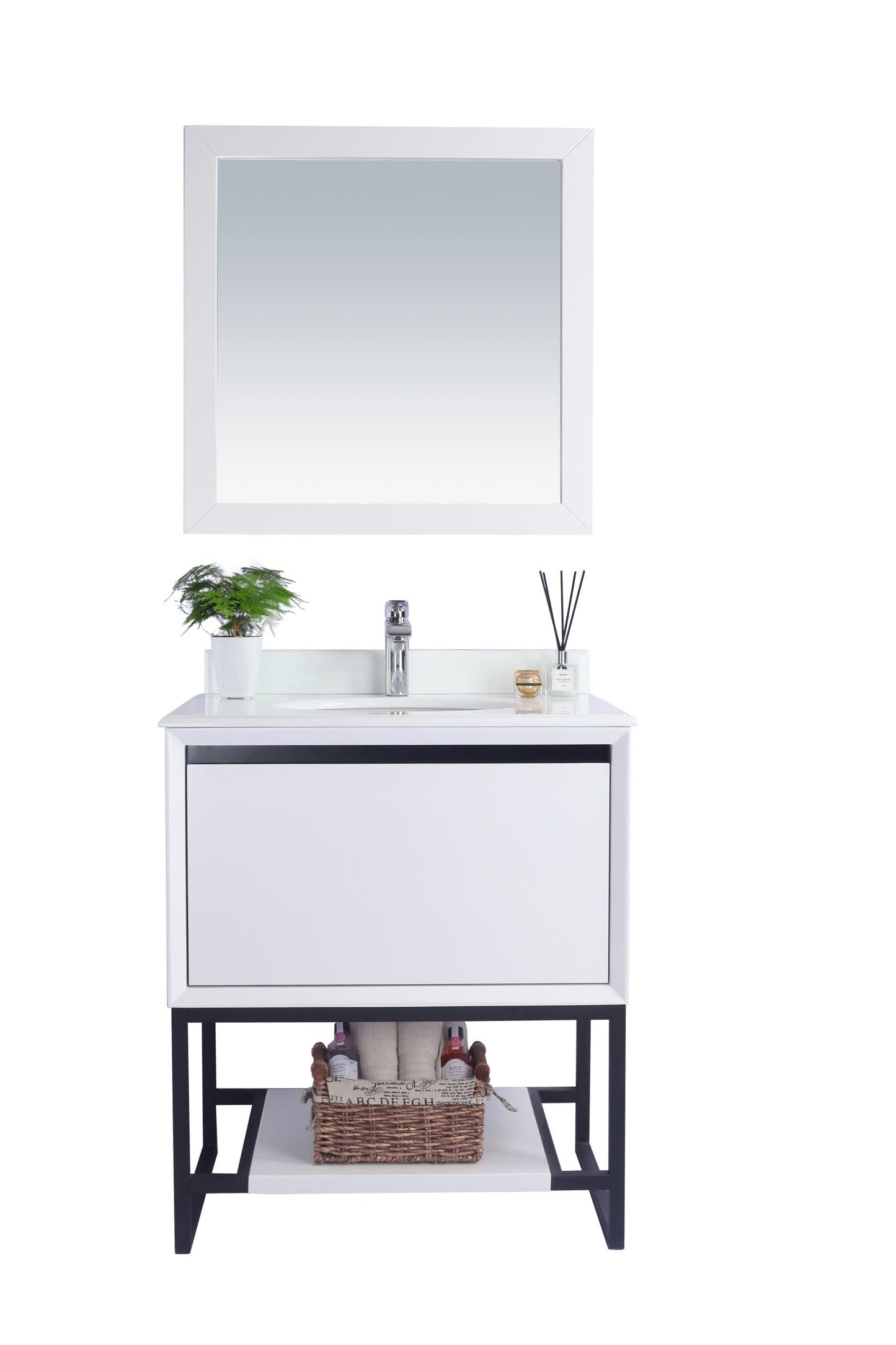 Laviva 313SMR-30W-PW Laviva Alto 30" White Bathroom Vanity with Pure White Phoenix Stone Countertop 313SMR-30W-PW