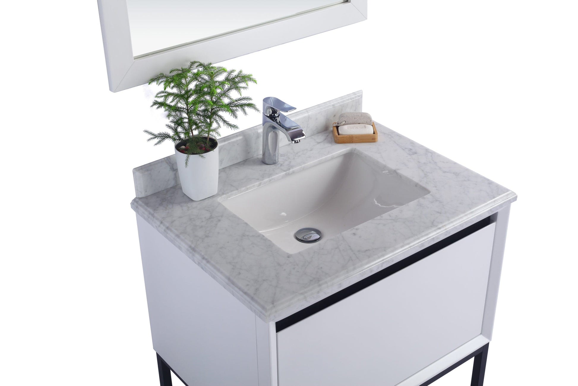 Laviva 313SMR-30W-WC Laviva Alto 30" White Bathroom Vanity with White Carrara Marble Countertop 313SMR-30W-WC