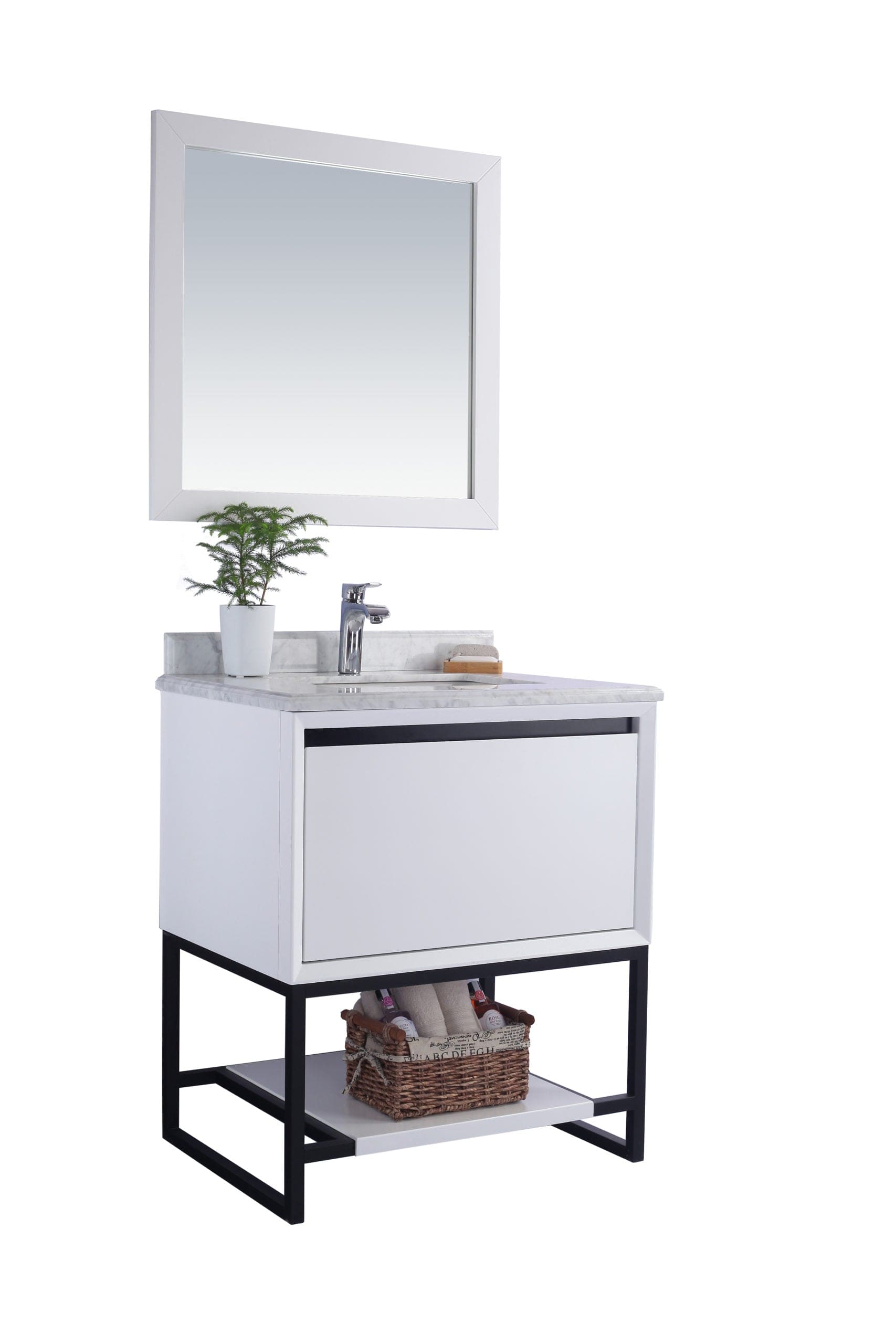 Laviva 313SMR-30W-WC Laviva Alto 30" White Bathroom Vanity with White Carrara Marble Countertop 313SMR-30W-WC