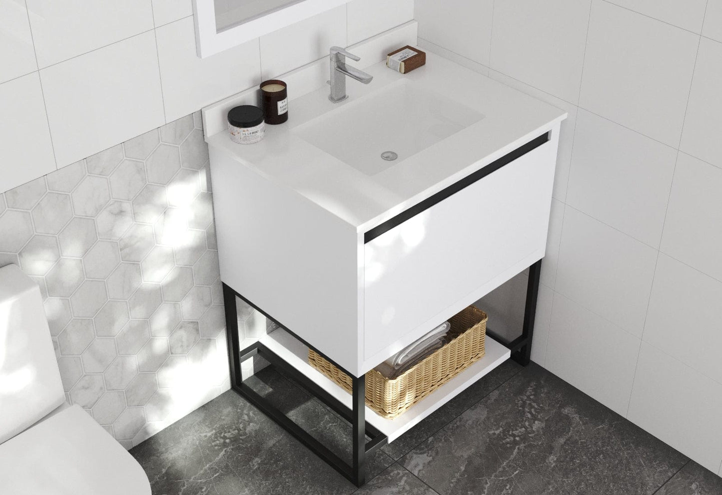 Laviva 313SMR-30W-WQ Laviva Alto 30" White Bathroom Vanity with White Quartz Countertop 313SMR-30W-WQ