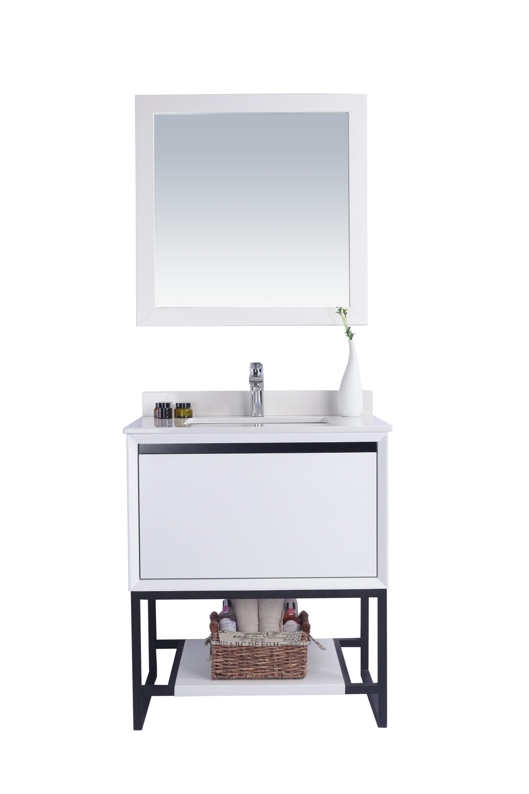 Laviva 313SMR-30W-WQ Laviva Alto 30" White Bathroom Vanity with White Quartz Countertop 313SMR-30W-WQ