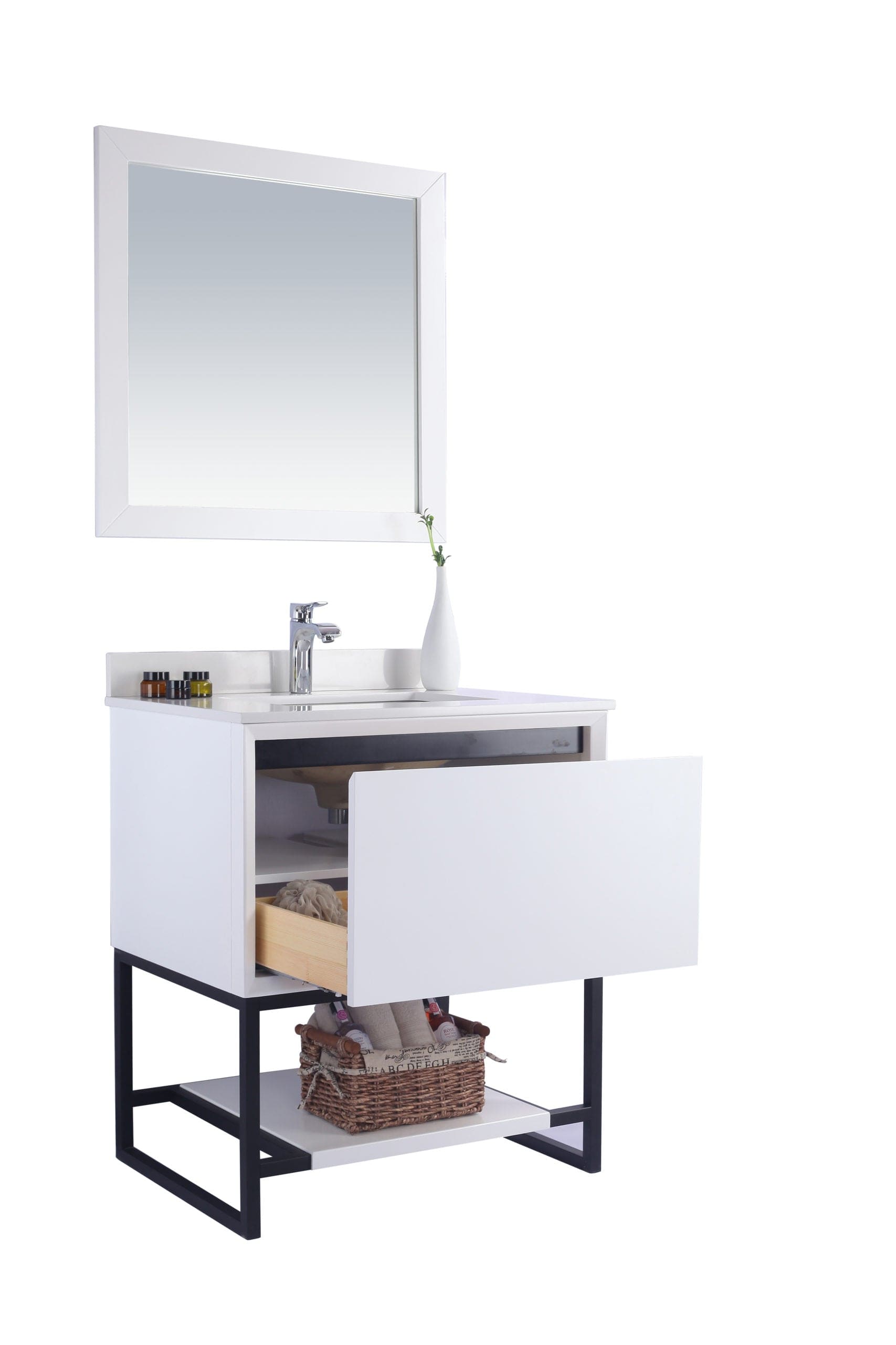 Laviva 313SMR-30W-WQ Laviva Alto 30" White Bathroom Vanity with White Quartz Countertop 313SMR-30W-WQ