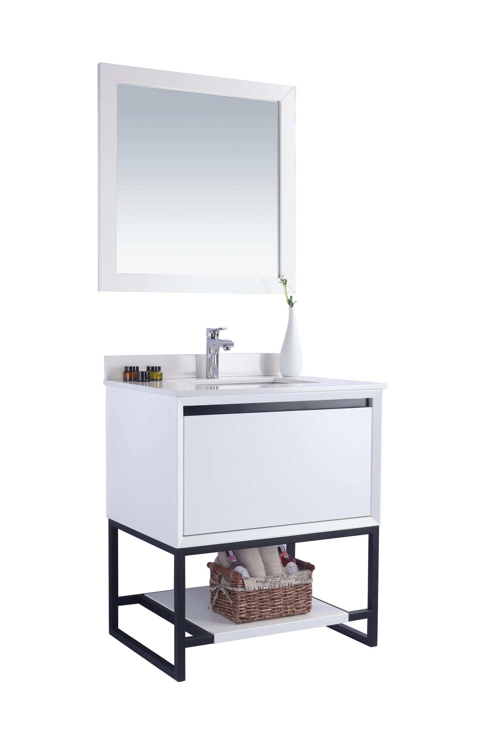 Laviva 313SMR-30W-WQ Laviva Alto 30" White Bathroom Vanity with White Quartz Countertop 313SMR-30W-WQ