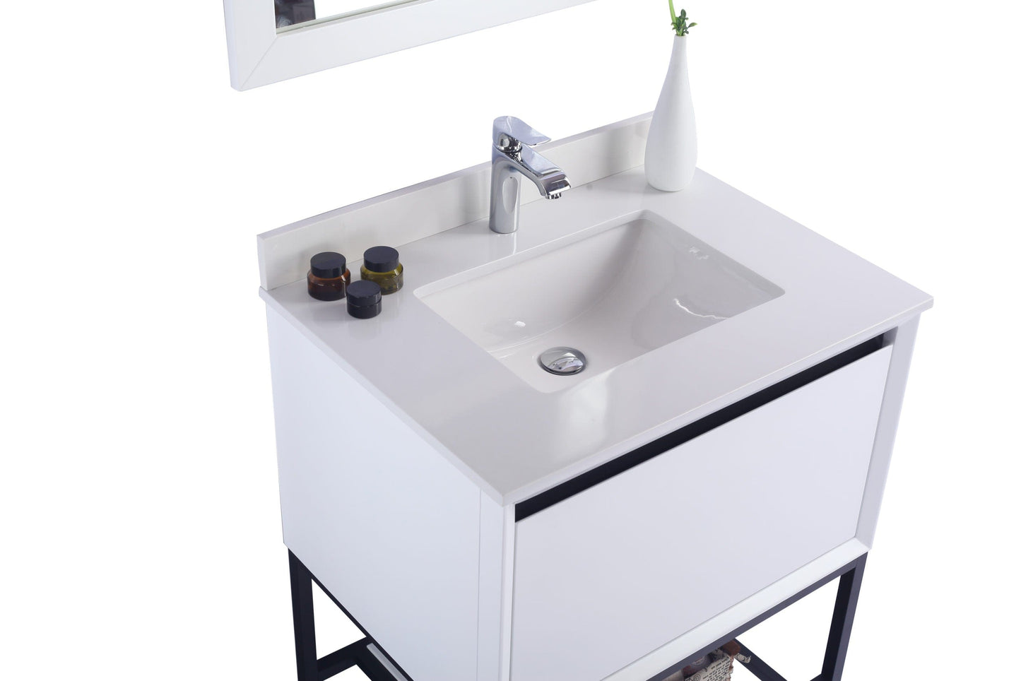 Laviva 313SMR-30W-WQ Laviva Alto 30" White Bathroom Vanity with White Quartz Countertop 313SMR-30W-WQ