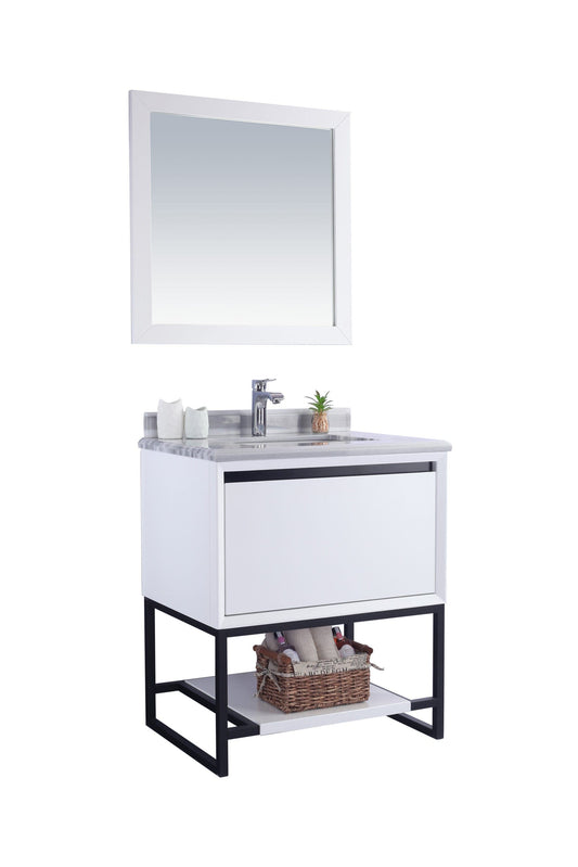 Laviva 313SMR-30W-WS Laviva Alto 30" White Bathroom Vanity with White Stripes Marble Countertop 313SMR-30W-WS