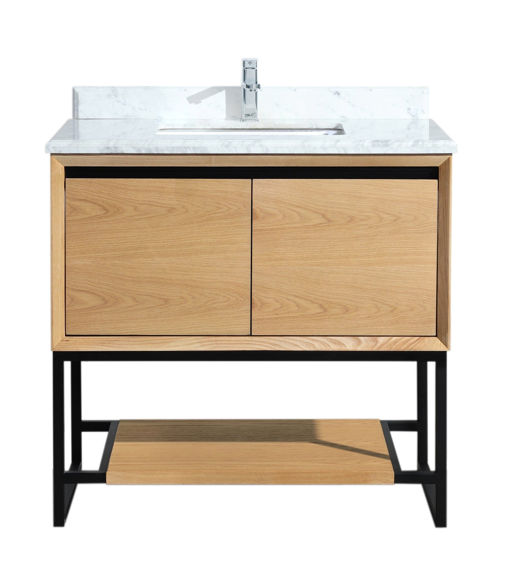 Laviva 313SMR-36CO-WC Laviva Alto 36" California White Oak Bathroom Vanity with White Carrara Marble Countertop 313SMR-36CO-WC