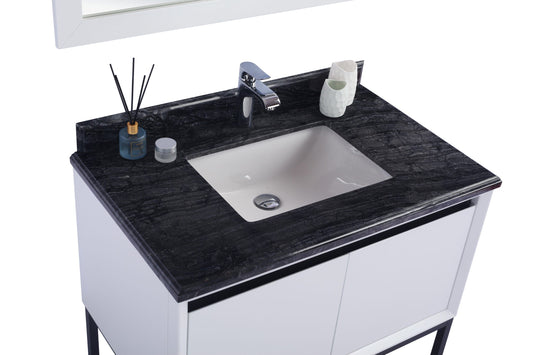 Laviva 313SMR-36W-BW Laviva Alto 36" White Bathroom Vanity with Black Wood Marble Countertop 313SMR-36W-BW