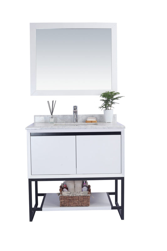 Laviva 313SMR-36W-WC Laviva Alto 36" White Bathroom Vanity with White Carrara Marble Countertop 313SMR-36W-WC