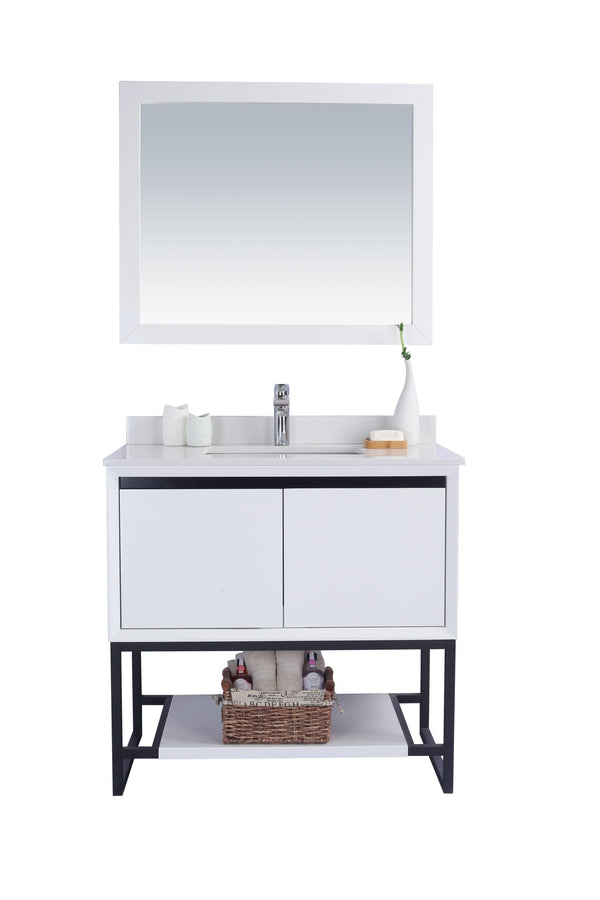 Laviva 313SMR-36W-WQ Laviva Alto 36 White Bathroom Vanity with White Quartz Countertop 313SMR-36W-WQ