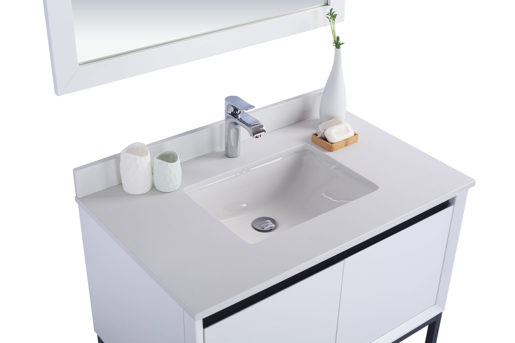 Laviva 313SMR-36W-WQ Laviva Alto 36" White Bathroom Vanity with White Quartz Countertop 313SMR-36W-WQ