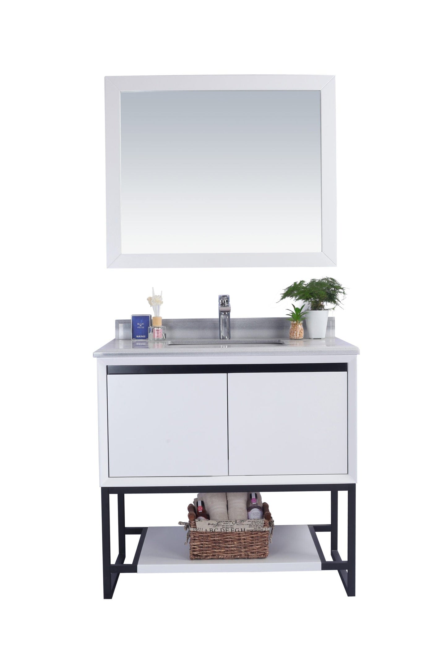 Laviva 313SMR-36W-WS Laviva Alto 36" White Bathroom Vanity with White Stripes Marble Countertop 313SMR-36W-WS