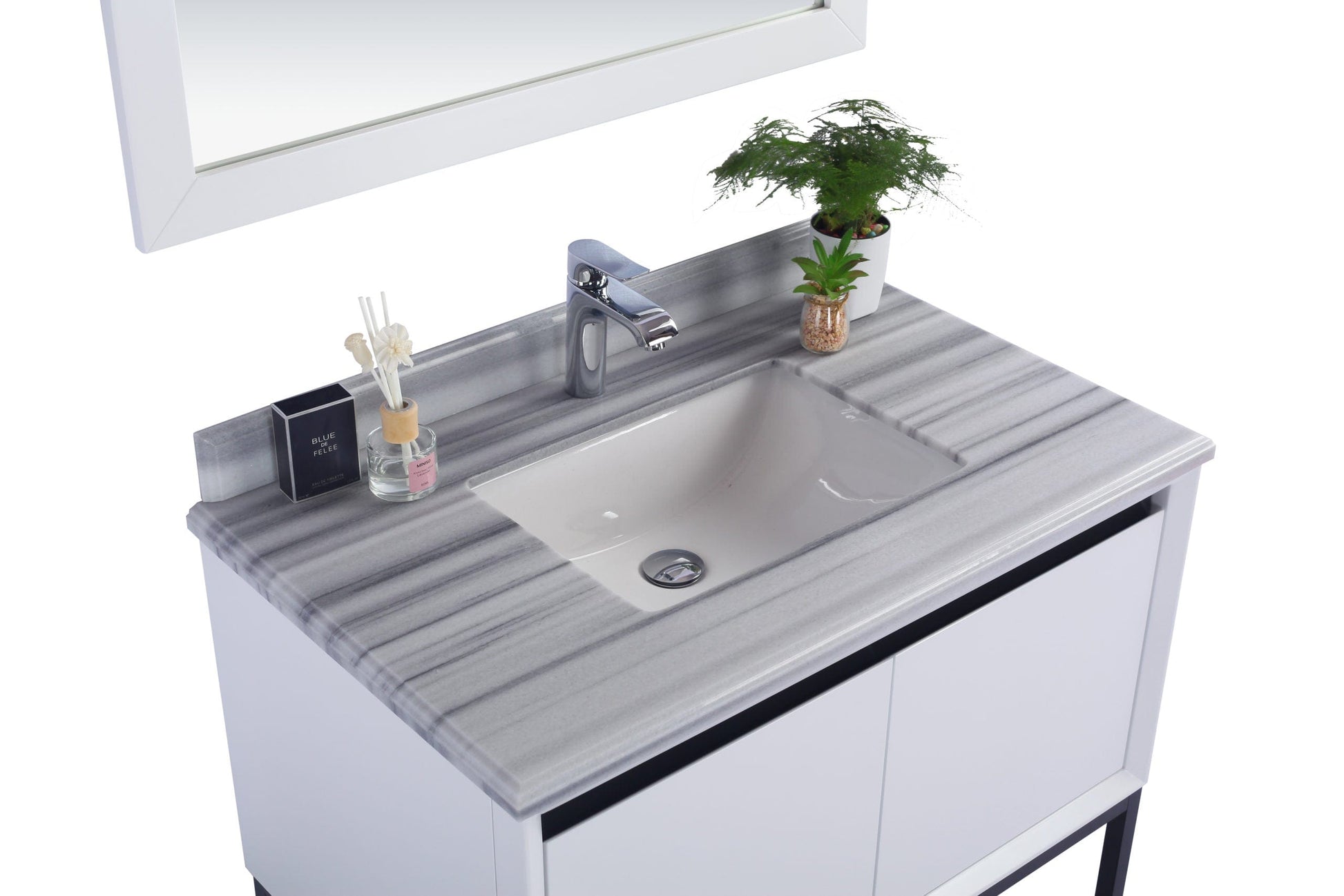 Laviva 313SMR-36W-WS Laviva Alto 36" White Bathroom Vanity with White Stripes Marble Countertop 313SMR-36W-WS