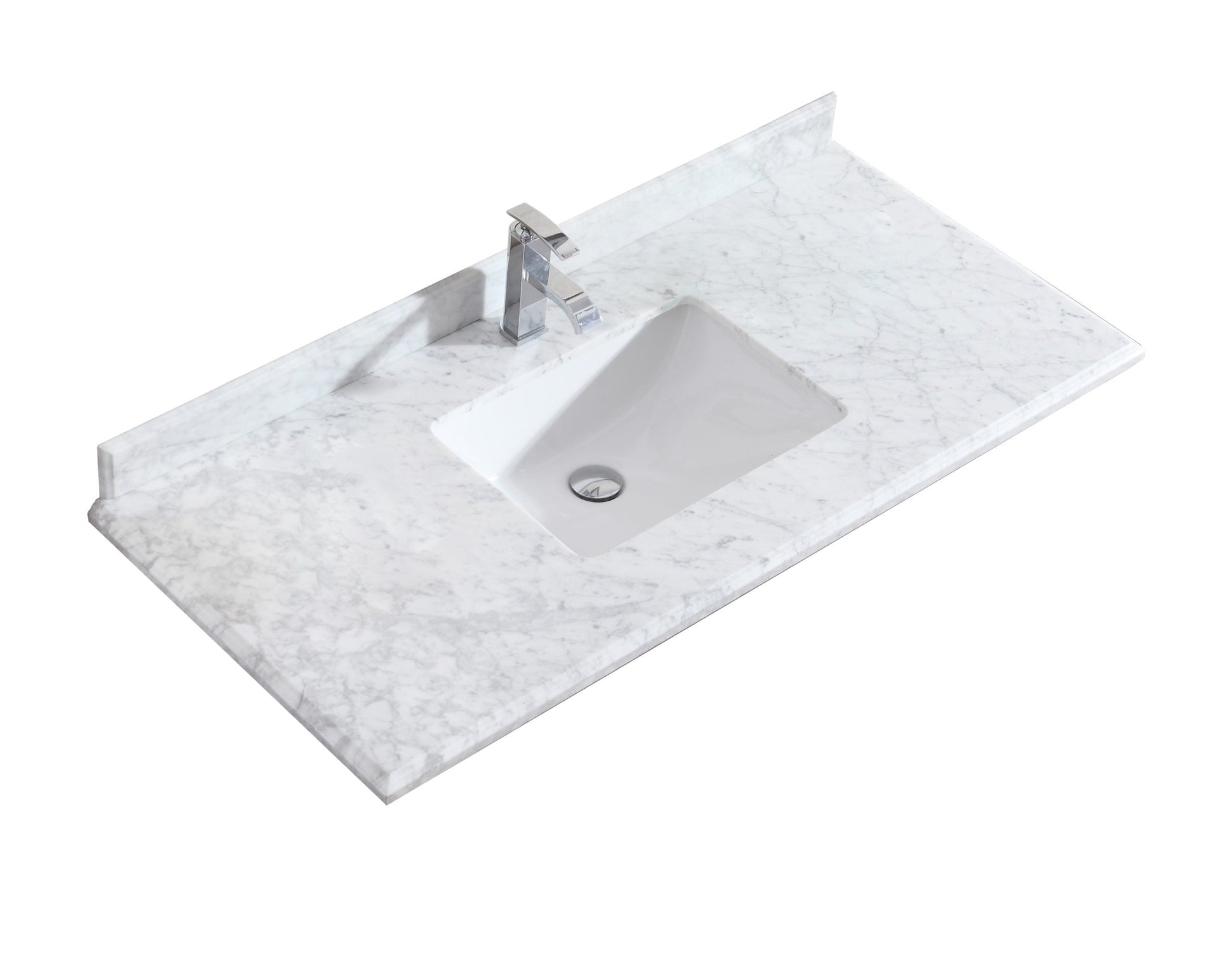 Laviva 313SQ1H-48-WC Laviva Forever 48" Single Hole White Carrara Marble Countertop with Rectangular Ceramic Sink 313SQ1H-48-WC