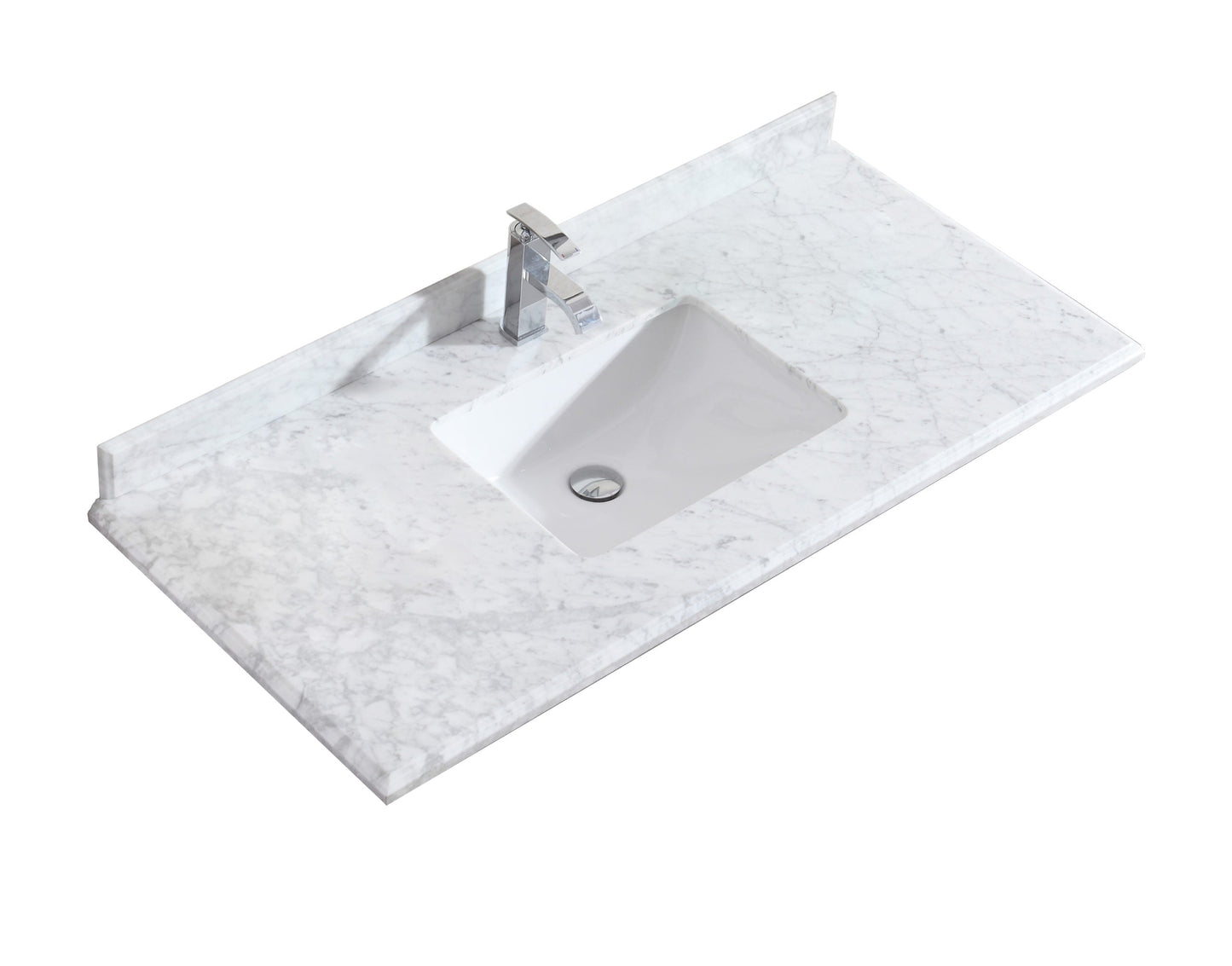 Laviva 313SQ1H-48-WC Laviva Forever 48" Single Hole White Carrara Marble Countertop with Rectangular Ceramic Sink 313SQ1H-48-WC