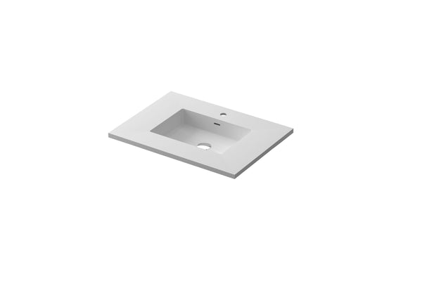 Laviva 313SQ1HSS-30-MW Laviva Forever VIVA Stone 30 Matte White Solid Surface Countertop with Integrated Sink 313SQ1HSS-30-MW