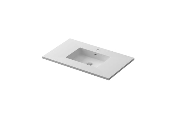 Laviva 313SQ1HSS-36-MW Laviva Forever VIVA Stone 36 Matte White Solid Surface Countertop with Integrated Sink 313SQ1HSS-36-MW