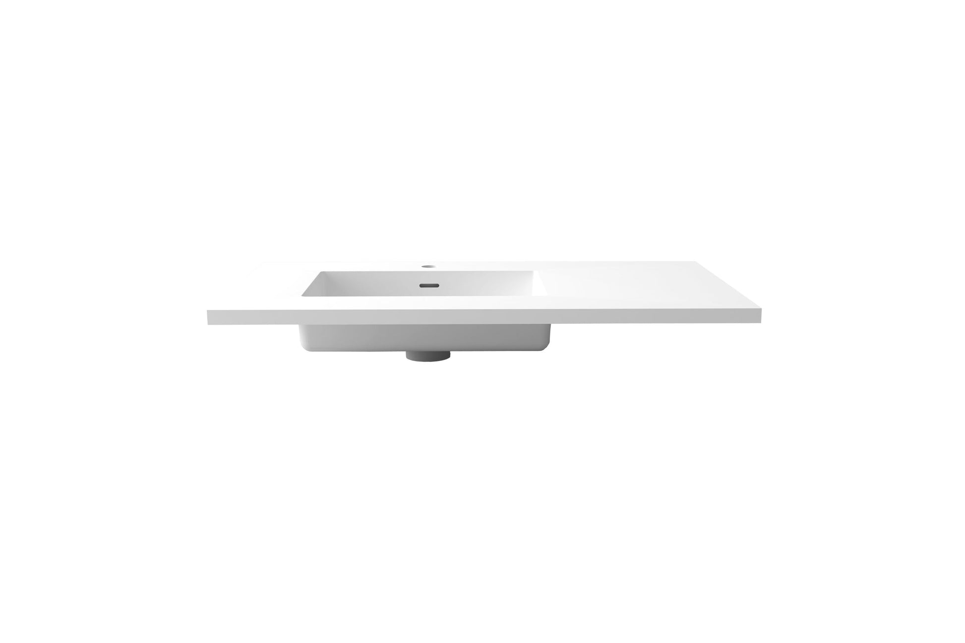 Laviva 313SQ1HSS-36L-MW Laviva Forever VIVA Stone 36" Matte White Solid Surface Countertop with Left Offset Integrated Sink 313SQ1HSS-36L-MW