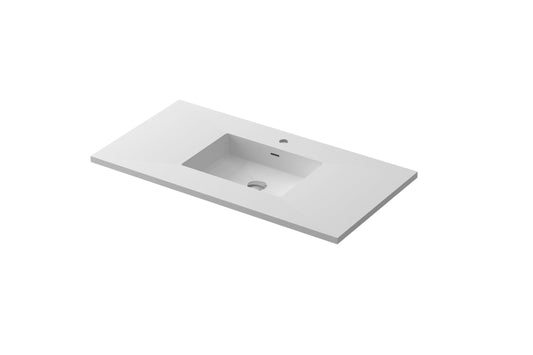 Laviva 313SQ1HSS-42-MW Laviva Forever VIVA Stone 42" Matte White Solid Surface Countertop with Integrated Sink 313SQ1HSS-42-MW