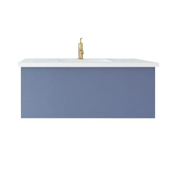 Laviva 313VTR-42NB-MW Laviva Vitri 42 Nautical Blue Bathroom Vanity with VIVA Stone Matte White Solid Surface Countertop 313VTR-42NB-MW