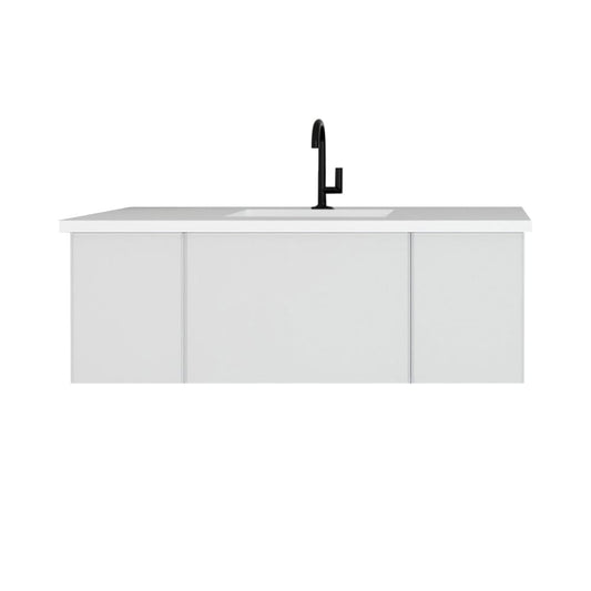 Laviva 313VTR-48CW-MW Laviva Vitri 48" Cloud White Bathroom Vanity with VIVA Stone Matte White Solid Surface Countertop 313VTR-48CW-MW