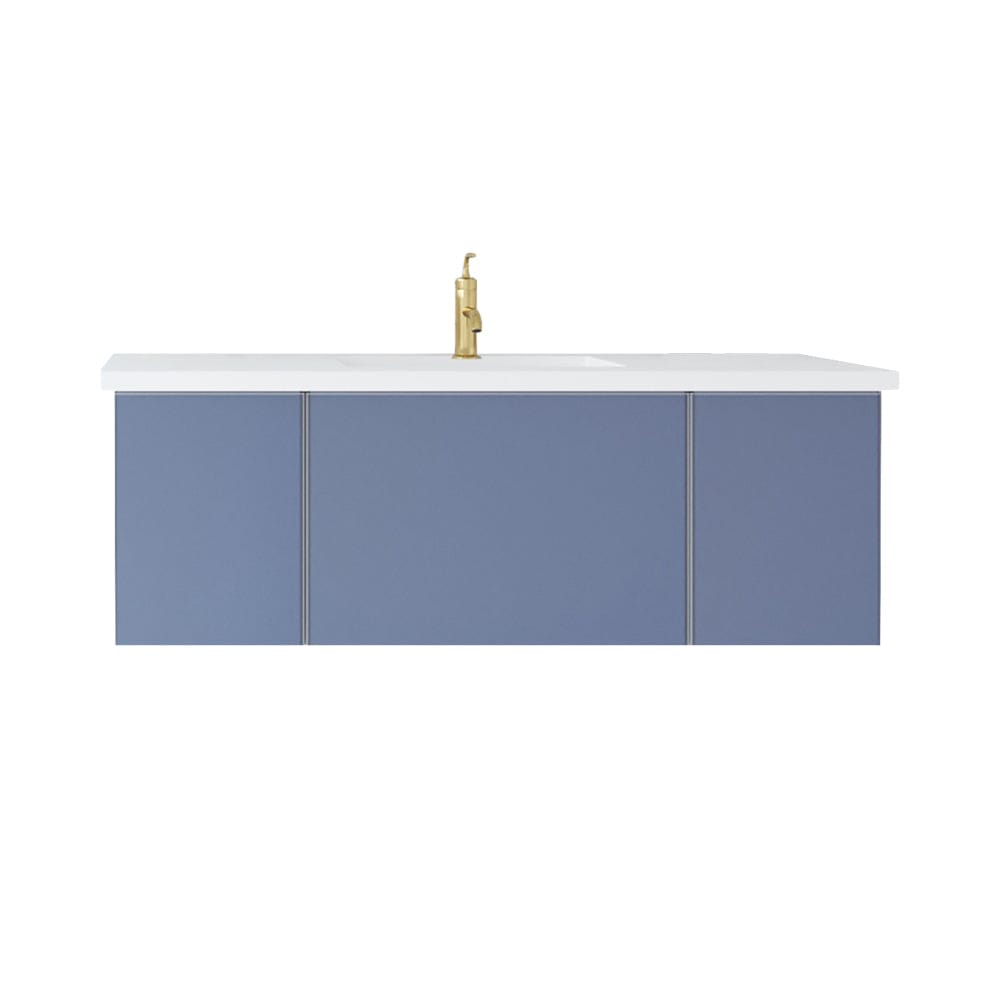 Laviva 313VTR-48NB-MW Laviva Vitri 48" Nautical Blue Bathroom Vanity with VIVA Stone Matte White Solid Surface Countertop 313VTR-48NB-MW