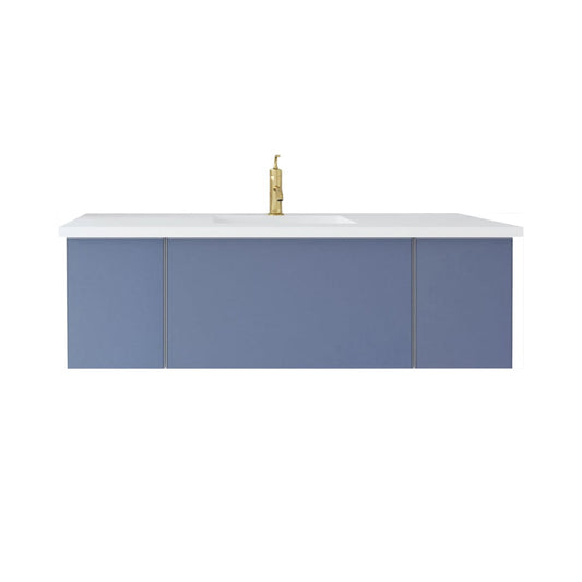 Laviva 313VTR-54NB-MW Laviva Vitri 54" Nautical Blue Bathroom Vanity with VIVA Stone Matte White Solid Surface Countertop 313VTR-54NB-MW