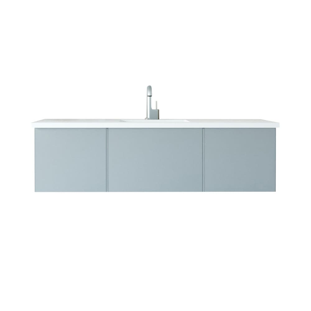 Laviva 313VTR-60CFG-MW Laviva Vitri 60" Fossil Gray Single Sink Bathroom Vanity with VIVA Stone Matte White Solid Surface Countertop 313VTR-60CFG-MW