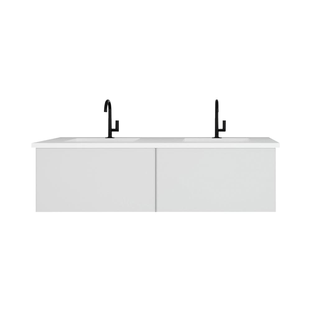 Laviva 313VTR-60DCW-MW Laviva Vitri 60" Cloud White Double Sink Bathroom Vanity with VIVA Stone Matte White Solid Surface Countertop 313VTR-60DCW-MW