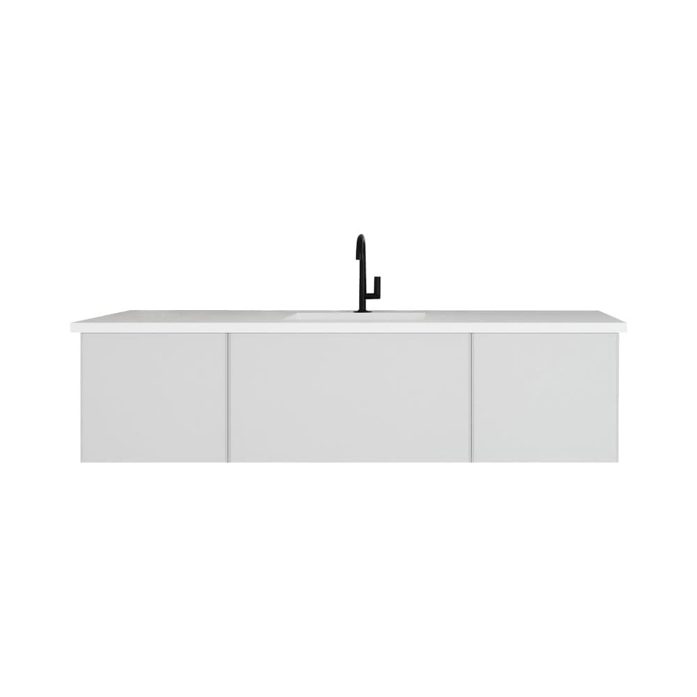 Laviva 313VTR-66CW-MW Laviva Vitri 66" Cloud White Single Sink Bathroom Vanity with VIVA Stone Matte White Solid Surface Countertop 313VTR-66CW-MW