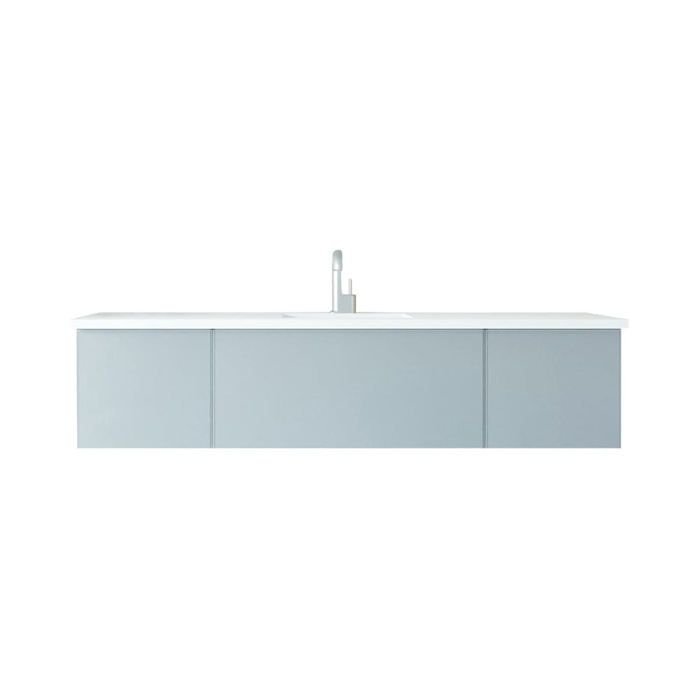 Laviva 313VTR-72CFG-MW Laviva Vitri 72" Fossil Gray Single Sink Bathroom Vanity with VIVA Stone Matte White Solid Surface Countertop 313VTR-72CFG-MW