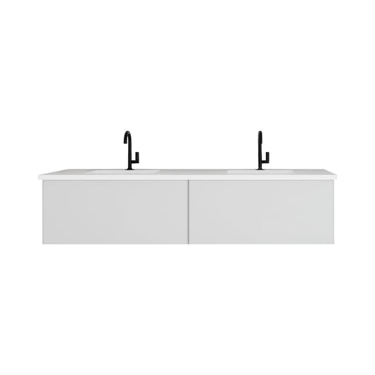 Laviva 313VTR-72DCW-MW Laviva Vitri 72" Cloud White Double Sink Bathroom Vanity with VIVA Stone Matte White Solid Surface Countertop 313VTR-72DCW-MW